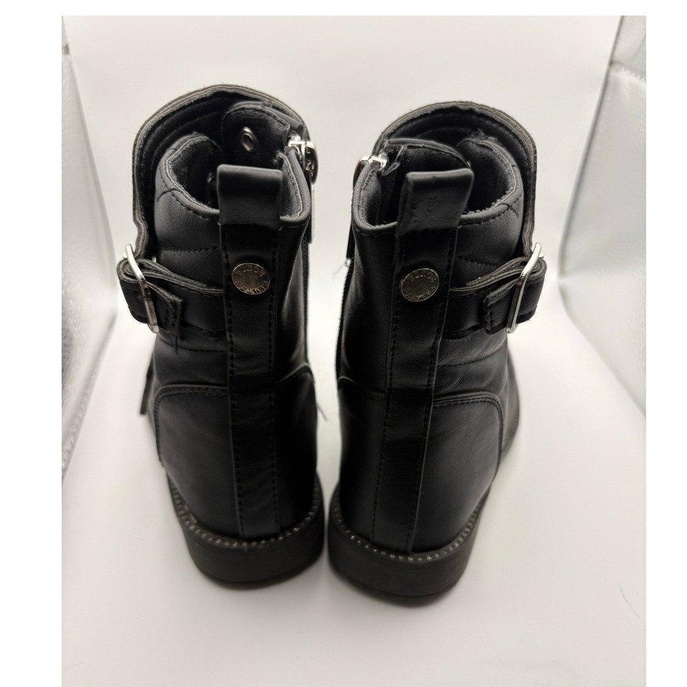 Vince Camuto Kids Black Rhinestone Wing Combat Boots Side Zip Lug Sole Size 10 - Picture 2 of 10
